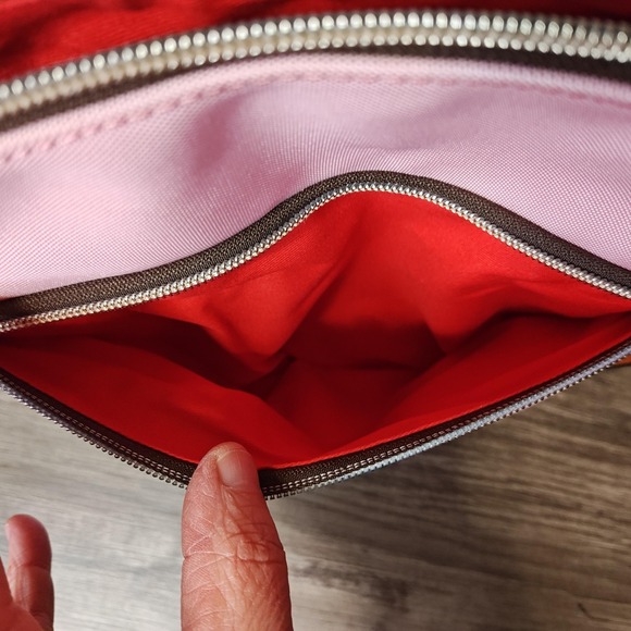 Dooney & Bourke Crossbody Bag Womens Pink Canvas Nylon Leather Trim Purse Zip - Picture 11 of 16